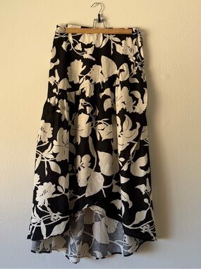Christian Siriano Black & White Floral High-Low Skirt